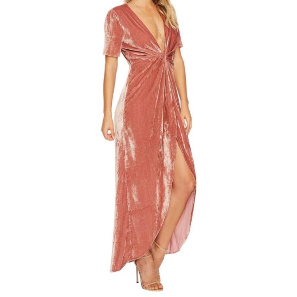 Twist front velvet dress